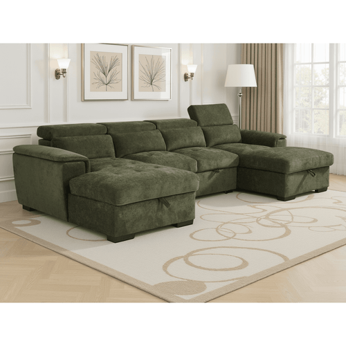 Alaya Sofabed Green U Shape Corner