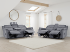 Galaxy Tech Electric Recliner Sofa Grey Fabric 3+2 Set