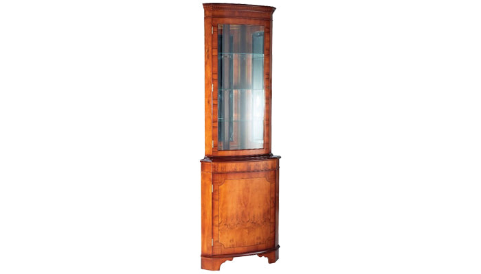 Corner Display Cabinet Mirror Back