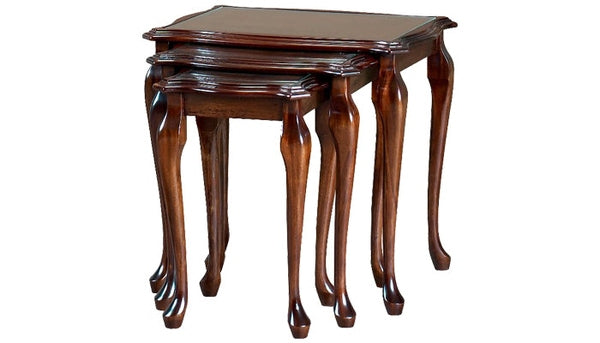 Queen Anne Glass Top Inlaid Nest of Tables